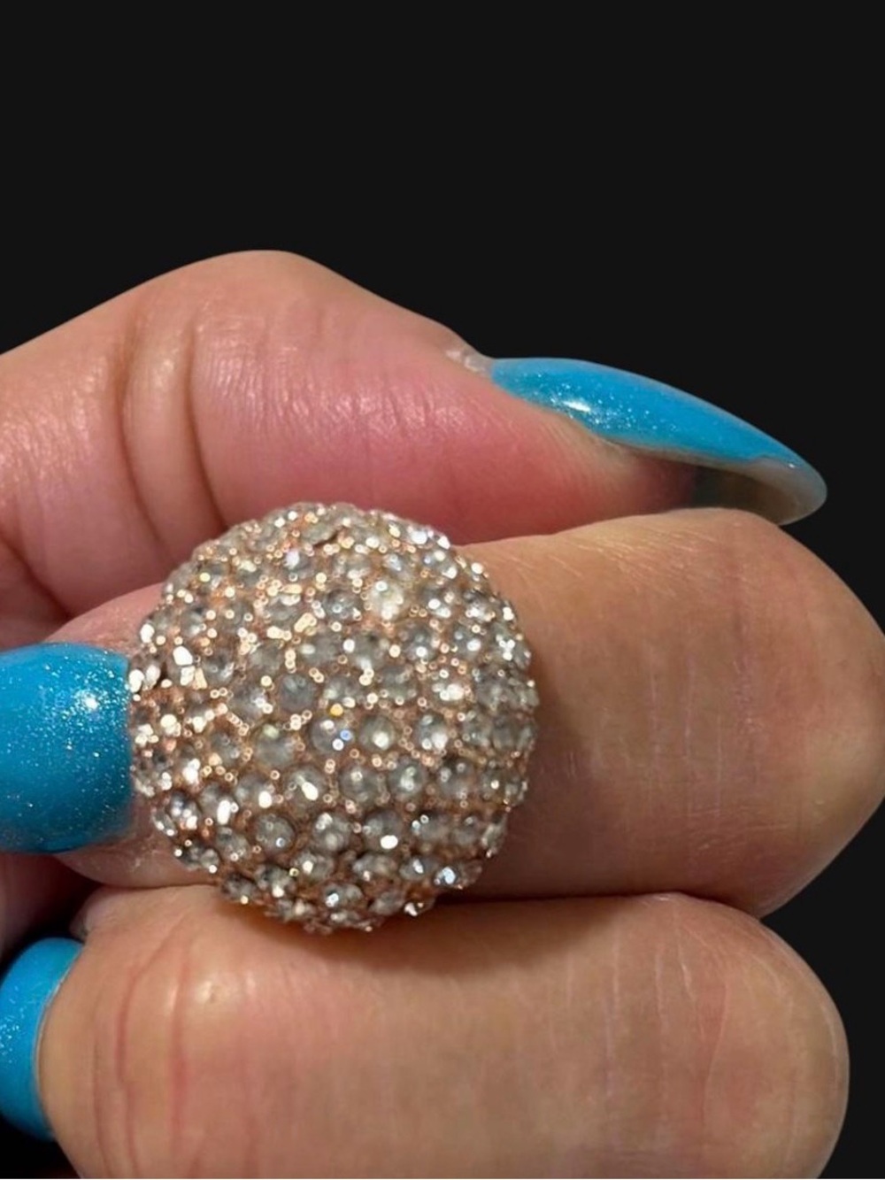 Thalia Sodi Rose Gold Pave Dome Ring with Clear Crystals